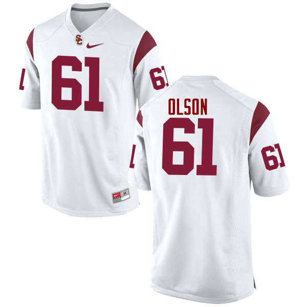 Men #61 Jake Olson USC Trojans College Football Jerseys-White